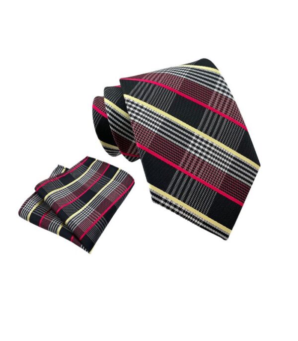 Sort, Bordeaux og Gult Ternet Slips